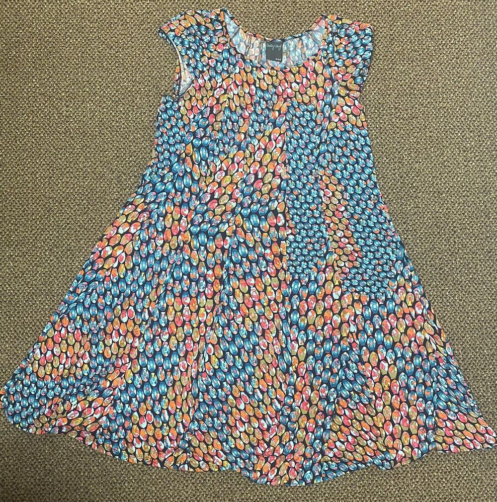 Gabby Skye Women’s Colorful Geometric Honeycomb Stretch Flow A-Line Dress Size 6